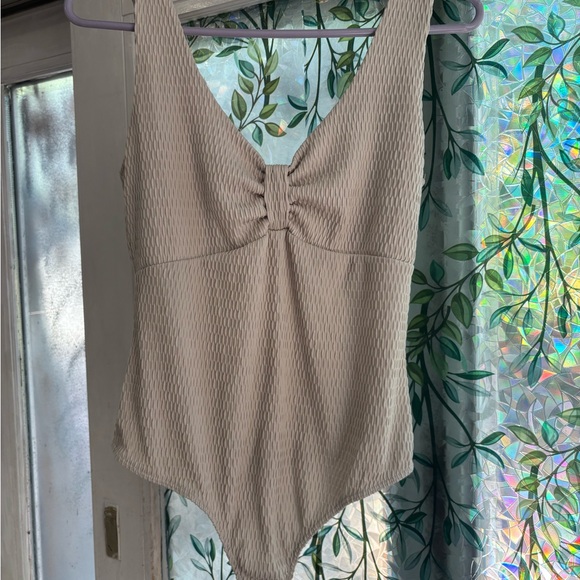 Blue Rain Tops - Blue Rain Textured Cream Bodysuit